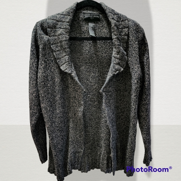 August Silk gray silk and mohair cardigan, size medium - Picture 2 of 5